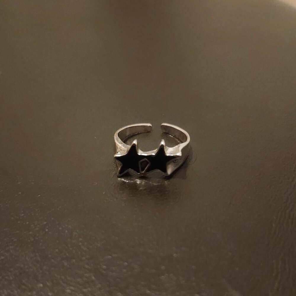 Silver Ring With Two Black 2 Be 0